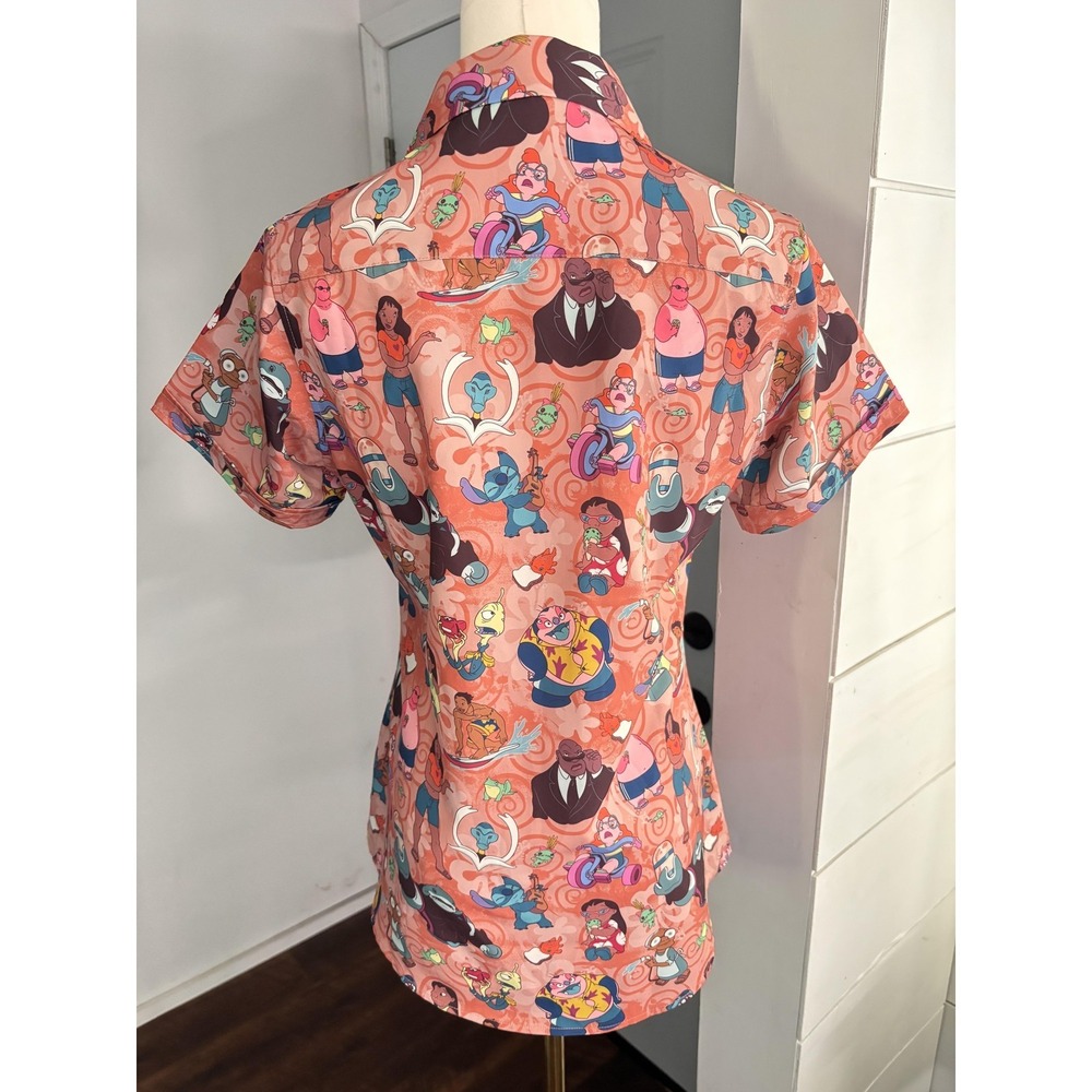 RSVLTS Shirt Womens Small Disney Lilo & Stitch Button Up Ohana Means Family - Picture 3 of 6